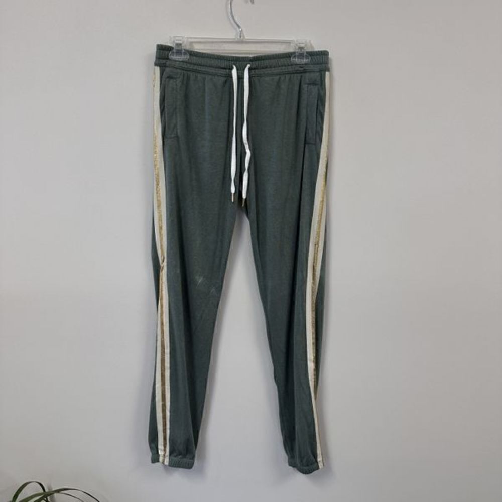PJ Salvage Green Metallic Stripe Star Joggers S‎